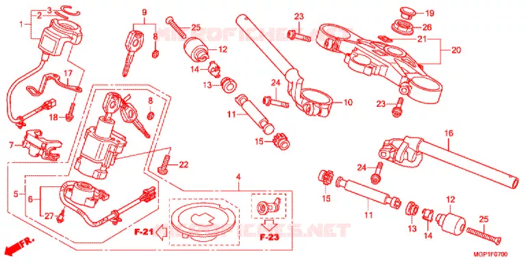 GUIDON - TE DE FOURCHE (CBR1000RRC/D/RAC/D) Honda MOTO 1000 CBR 2013  CBR1000RAD