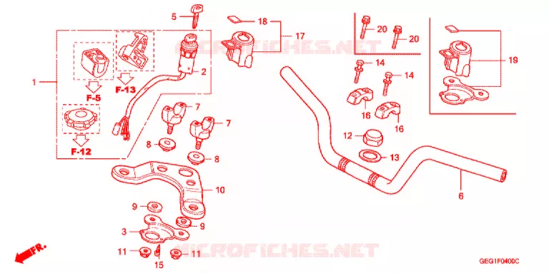 GUIDON - TE DE FOURCHE Honda MOTO 50 BENLY 2007  CD507