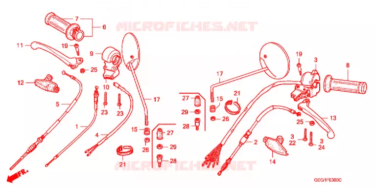 LEVIER DE GUIDON - CABLE - COMMODO Honda MOTO 50 BENLY 2006  CD50S5