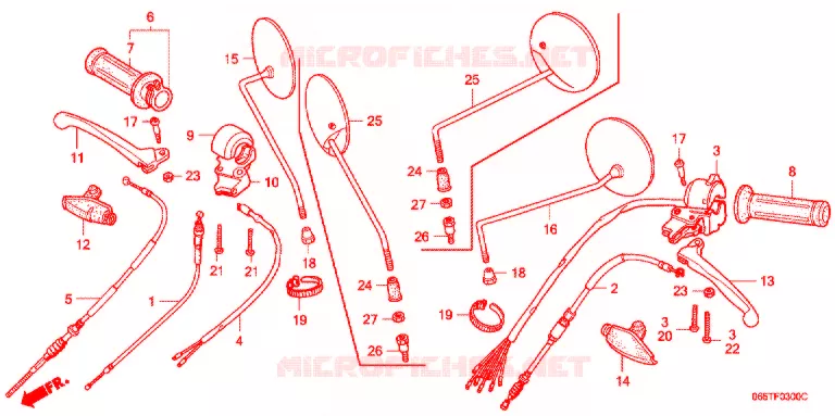 LEVIER DE GUIDON - CABLE - COMMODO Honda MOTO 50 BENLY 1999  CD50SX