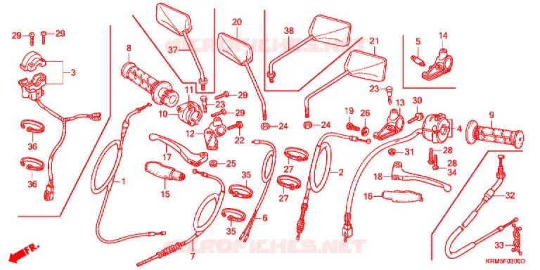LEVIER DE GUIDON - CABLE - COMMODO Honda MOTO 150 CG 2007  CG150ES7