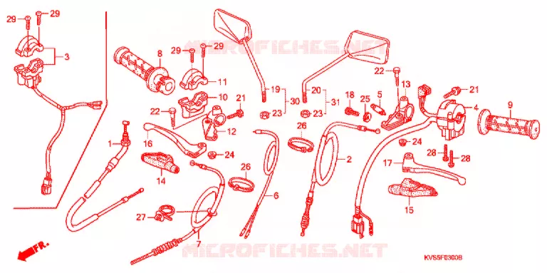 LEVIER DE GUIDON - CABLE - COMMODO Honda MOTO 150 CG 2009  CG150ES9