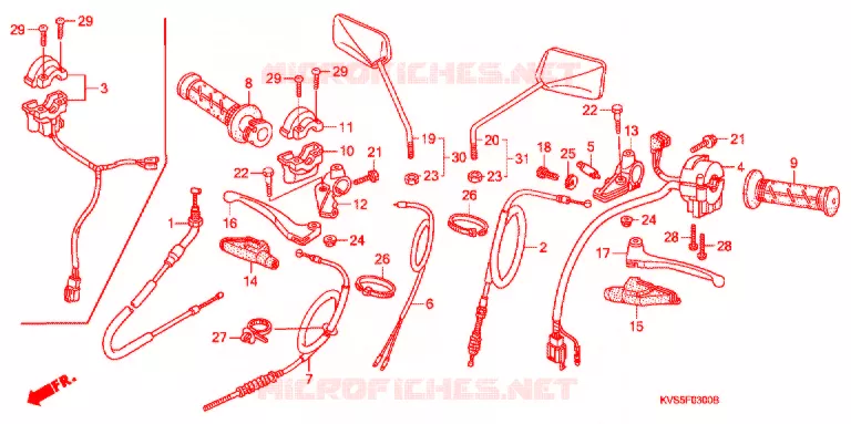 LEVIER DE GUIDON - CABLE - COMMODO Honda MOTO 150 CG 2010  CG150ESA