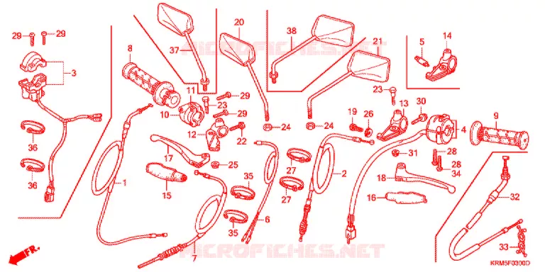 LEVIER DE GUIDON - CABLE - COMMODO Honda MOTO 150 CG 2007  CG150ESD7