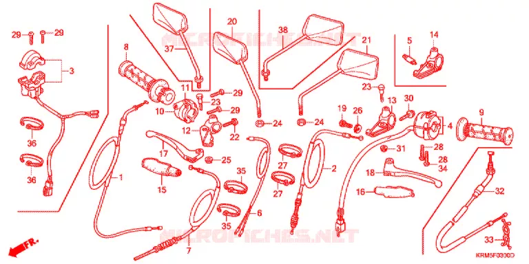 LEVIER DE GUIDON - CABLE - COMMODO Honda MOTO 150 CG 2005  CG150JC5