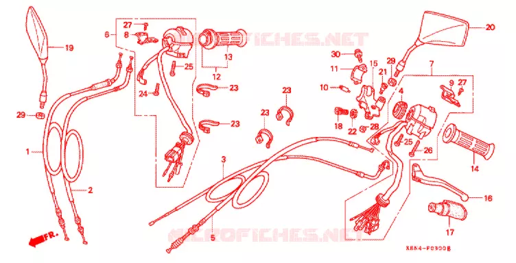 COMMODOS - POIGNEES Honda MOTO 250 REBEL 1996  CMX250CT