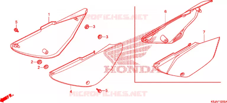 COUVERCLES LATERAUX Honda MOTO 100 CRF 2008  CRF100F8
