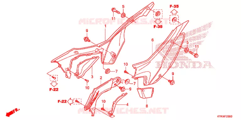 COUVERCLES LATERAUX Honda MOTO 110 CRF 2017  CRF110FH