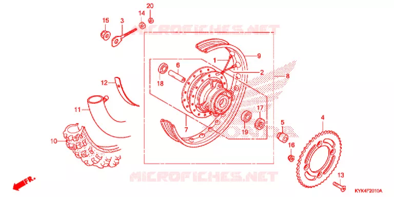 ROUE ARRIERE Honda MOTO 110 CRF 2017  CRF110FH
