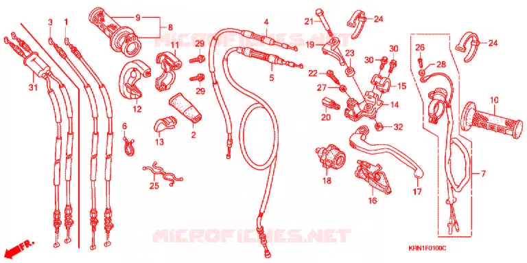 LEVIER DE GUIDON - CABLE - COMMODO Honda MOTO 250 CRF 2004  CRF250R4