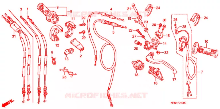 LEVIER DE GUIDON - CABLE - COMMODO Honda MOTO 250 CRF 2005  CRF250R5