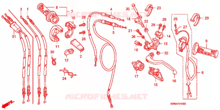 LEVIER DE GUIDON - CABLE - COMMODO Honda MOTO 250 CRF 2006  CRF250R6
