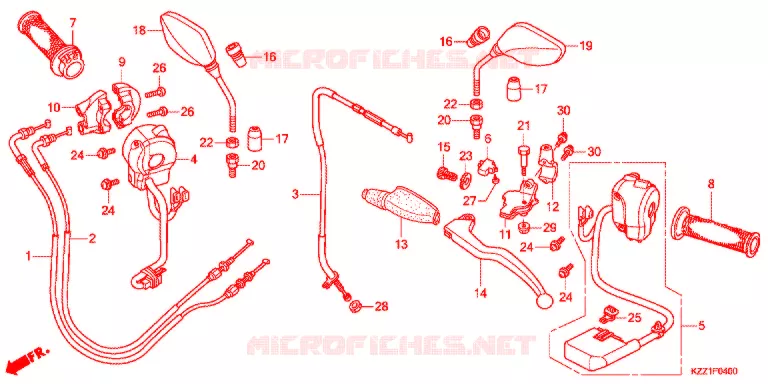 LEVIER DE GUIDON - CABLE - COMMODO Honda MOTO 250 CRF 2013  CRF250ME