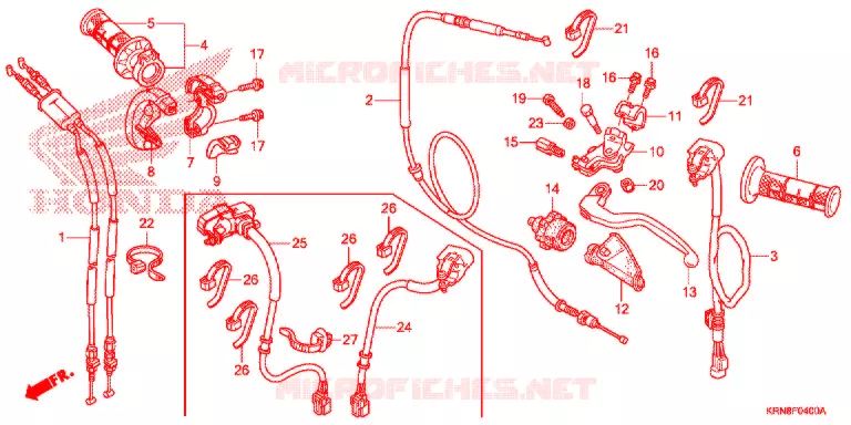 LEVIER DE GUIDON - CABLE - COMMODO Honda MOTO 250 CRF 2016  CRF250RG