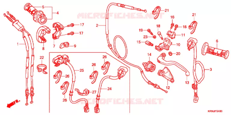 LEVIER DE GUIDON - CABLE - COMMODO Honda MOTO 250 CRF 2014  CRF250RE