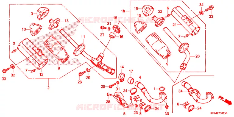 SILENCIEUX D'ECHAPPEMENT Honda MOTO 250 CRF 2017  CRF250RH