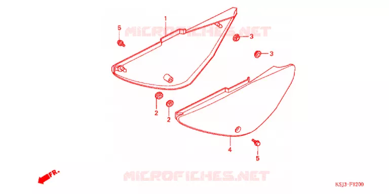 COUVERCLES LATERAUX Honda MOTO 100 CRF 2005  CRF100F5