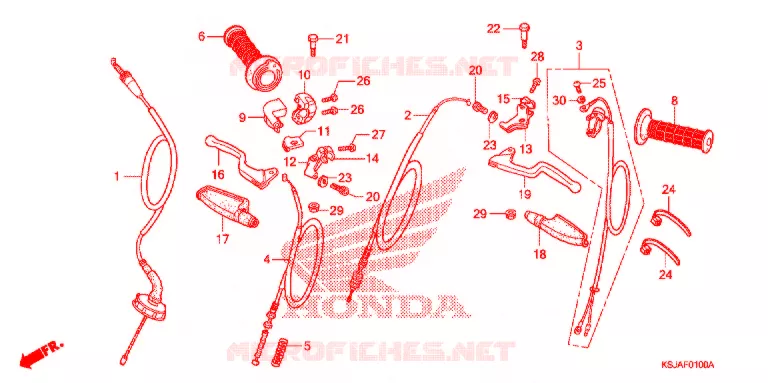LEVIER DE GUIDON - CABLE Honda MOTO 100 CRF 2011  CRF100FB