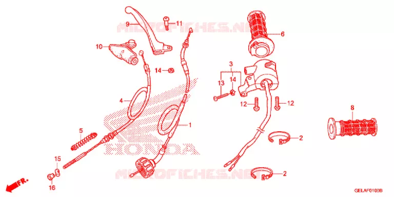 LEVIER DE GUIDON - CABLE - COMMODO Honda MOTO 50 CRF 2004  CRF50F4
