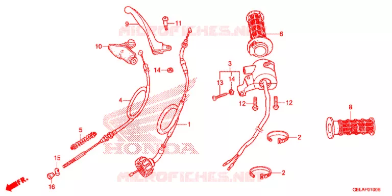 LEVIER DE GUIDON - CABLE - COMMODO Honda MOTO 50 CRF 2010  CRF50F9