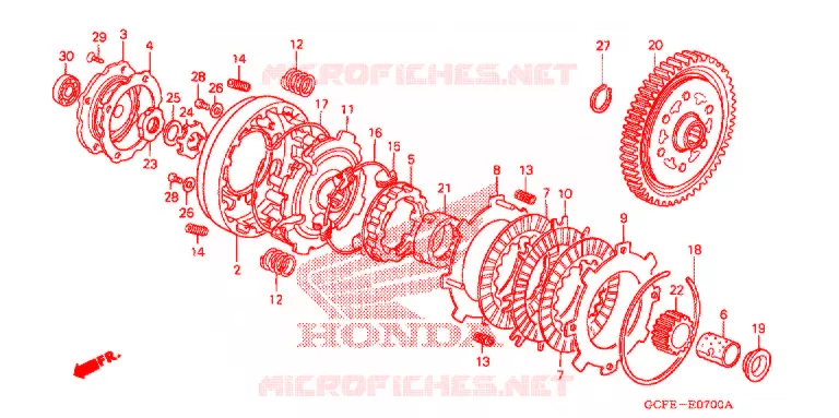 EMBRAYAGE Honda MOTO 50 CRF 2012  CRF70FC