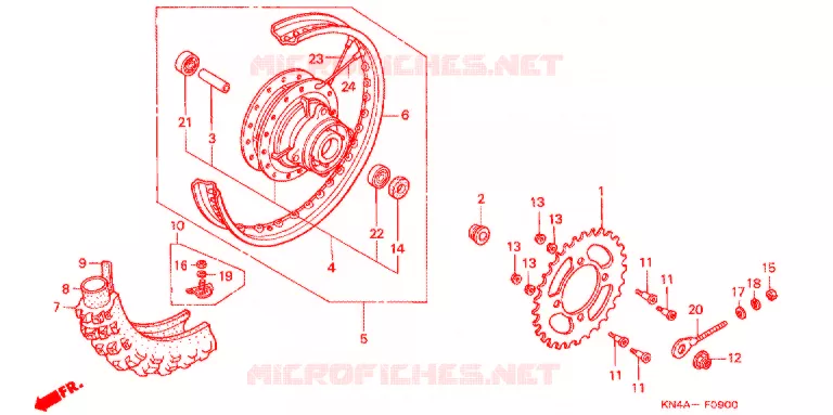 ROUE ARRIERE Honda MOTO 80 CRF 2007  CRF80F7