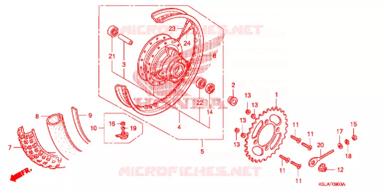 ROUE ARRIERE Honda MOTO 80 CRF 2009  CRF80F9