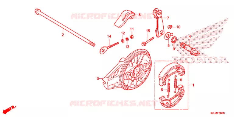 FLASQUE - MACHOIRES DE FREIN ARRIERE Honda MOTO 80 CRF 2013  CRF80FD
