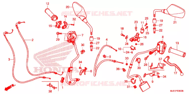 LEVIER DE GUIDON - CABLE - COMMODO Honda MOTO 650 CB 2017  CB650FAH