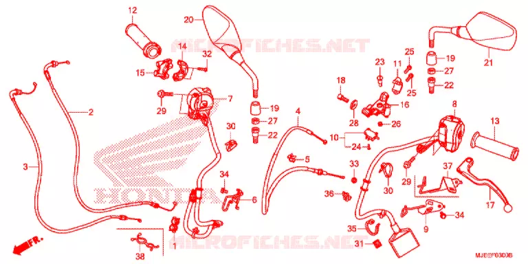 LEVIER DE GUIDON - CABLE - COMMODO Honda MOTO 650 CB 2017  CB650FAH