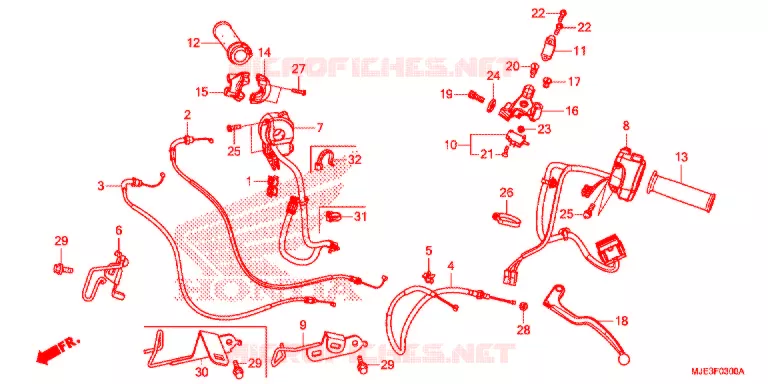 LEVIER DE GUIDON - CABLE - COMMODO Honda MOTO 650 CBR 2017  CBR650FAH
