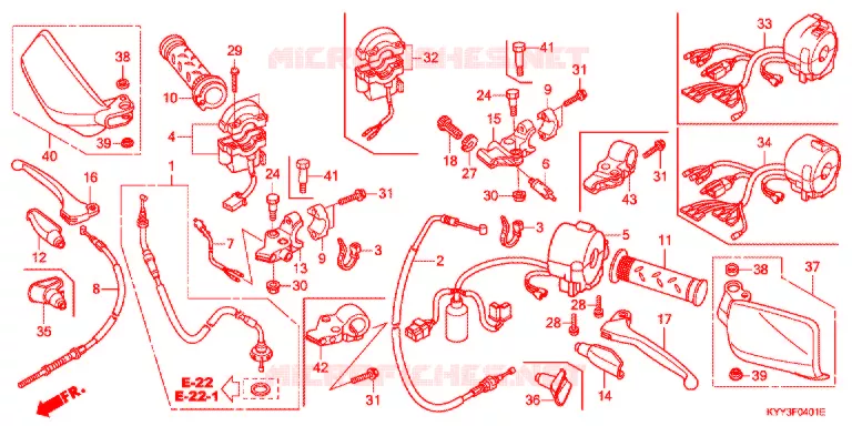 LEVIER DE GUIDON - CABLE - COMMODO (2) Honda MOTO 125 ACE 2017  CGX125SHH
