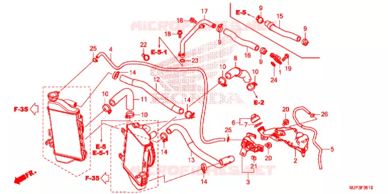 FLEXIBLE DE RADIATEUR Honda MOTO 1000 AFRICA-TWIN 2017  CRF1000AH
