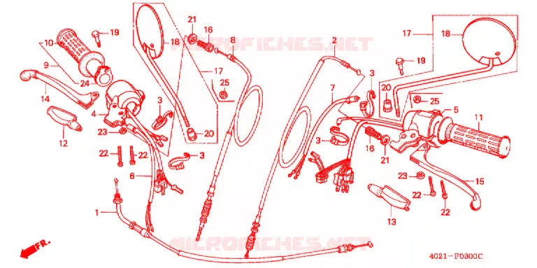 LEVIER DE GUIDON - CABLE - COMMODO Honda MOTO 125 CD 2003  CD125T1