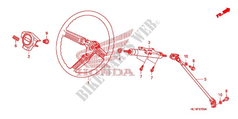 VOLANT   COLONNE DE DIRECTION pour Honda BIG RED 700 de 2012