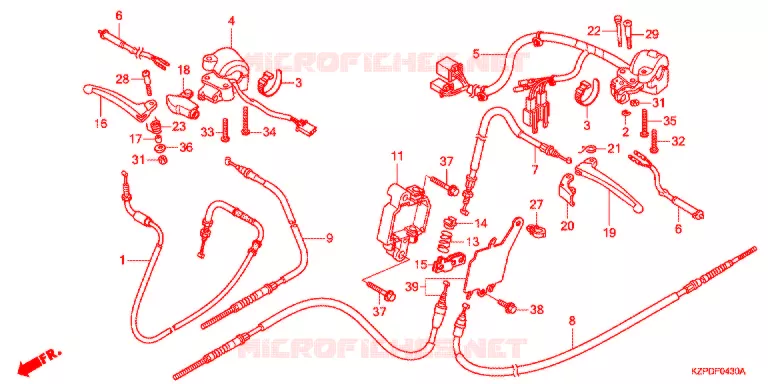 LEVIER DE GUIDON - CABLE - COMMODO (MW1101WHC) Honda SCOOTER 110 BENLY 2013  MW1101WHC