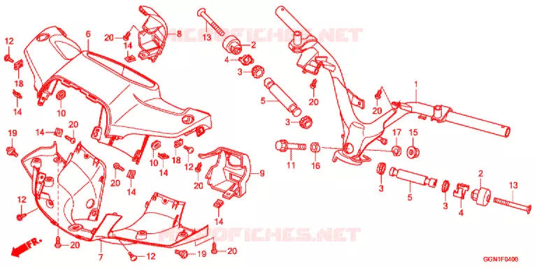 GUIDON - CARENAGE Honda SCOOTER 50 CUB 2012  NBC50C_PRO