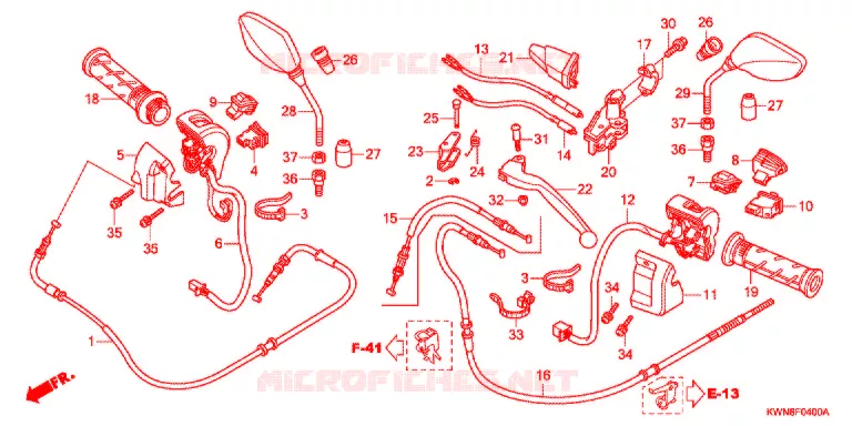 LEVIER DE GUIDON - CABLE - COMMODO Honda SCOOTER 125 PCX 2011  WW125A