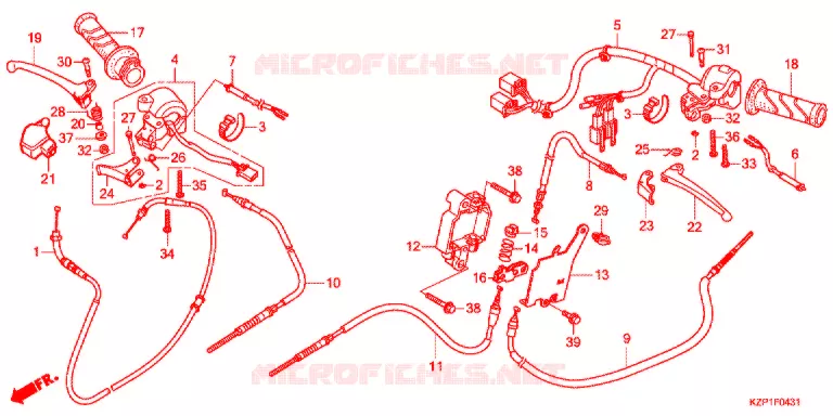 LEVIER DE GUIDON - CABLE - COMMODO (MW1101WHG) Honda SCOOTER 110 BENLY 2016  MW1101WHG