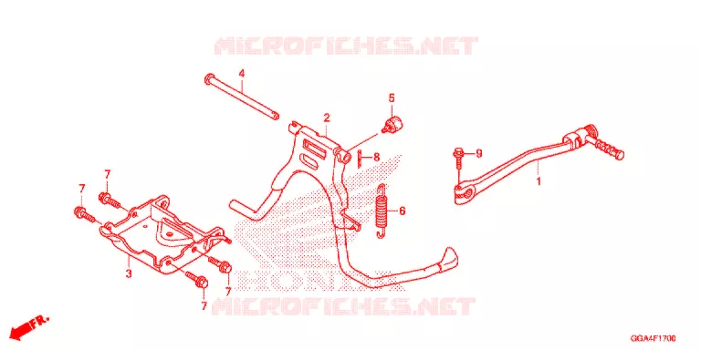 BEQUILLE CENTRALE - PEDALE DE FREIN Honda SCOOTER 50 RUCKUS 2015  NPS50F