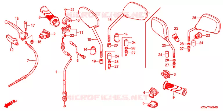 LEVIER DE GUIDON - CABLE - COMMODO Honda MOTO 110 WAVE 2011  AFS110KSFB_TH