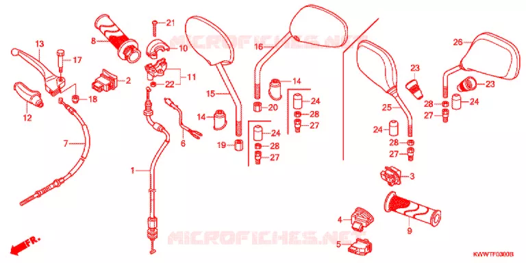 LEVIER DE GUIDON - CABLE - COMMODO Honda MOTO 110 WAVE 2011  AFS110MSFB_TH