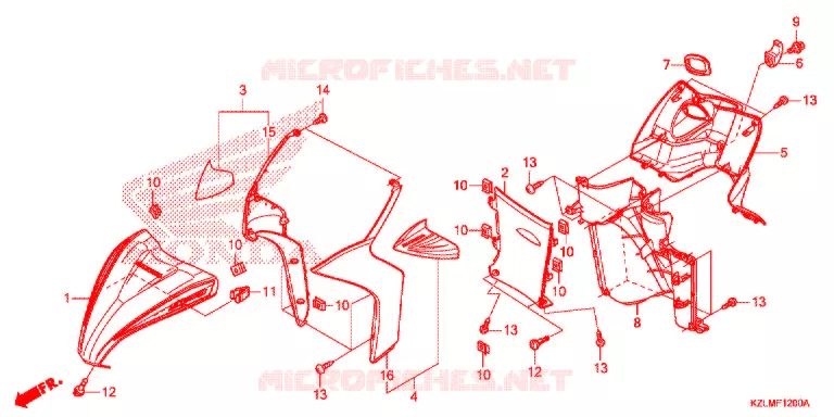 CARENAGE AVANT - PROTEGE JAMBES Honda SCOOTER 110 SPACY 2012  NSC110CSD