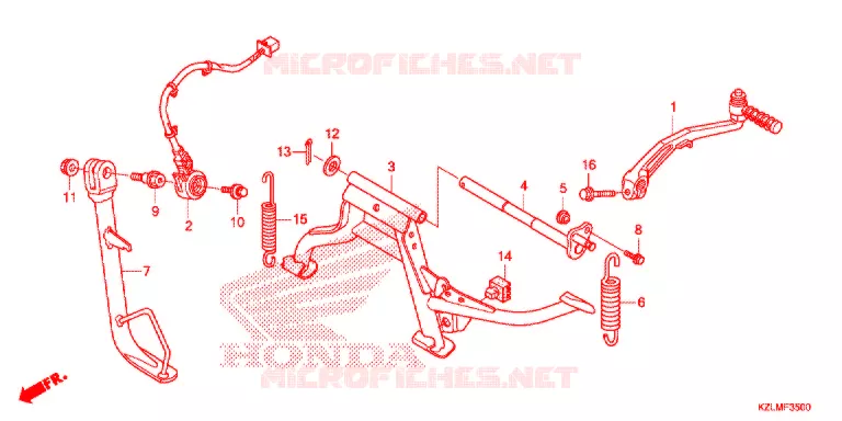 BEQUILLE CENTRALE - PEDALE DE FREIN Honda SCOOTER 110 SPACY 2014  NSC110CSE