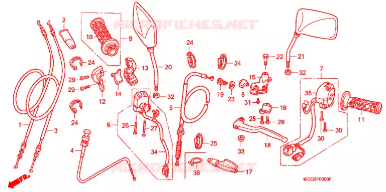 LEVIER DE GUIDON - CABLE - COMMODO Honda MOTO 400 NX 2010  NX4008