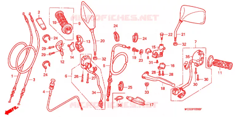 LEVIER DE GUIDON - CABLE - COMMODO Honda MOTO 400 NX 2010  NX4008