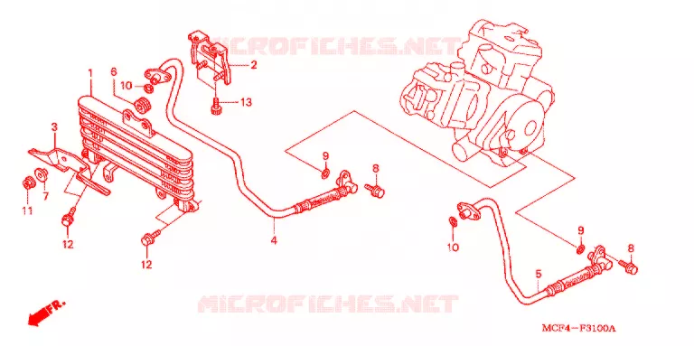 RADIATEUR D'HUILE ('00/'01) Honda MOTO 1000 RC 2001  RVT1000R1