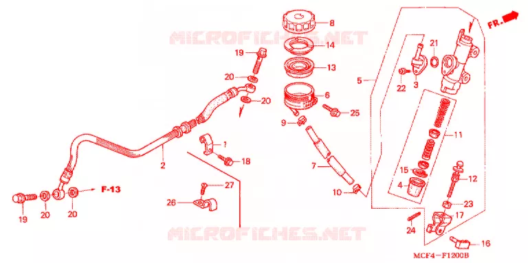 MAITRE-CYLINDRE DE FREIN ARRIERE Honda MOTO 1000 RC 2000  RVT1000RY