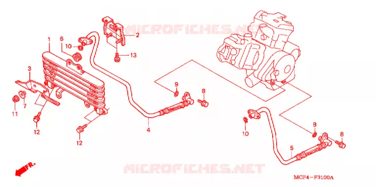 RADIATEUR D'HUILE ('00/'01) Honda MOTO 1000 RC 2000  RVT1000RY