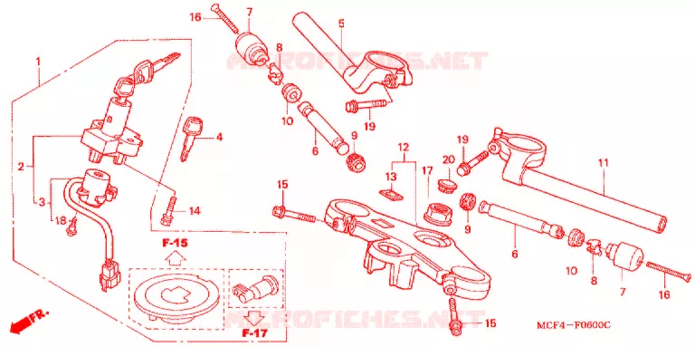 GUIDON - TE DE FOURCHE Honda MOTO 1000 RC 2000  RVT1000RY